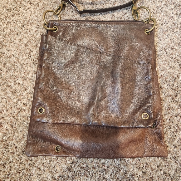 Daniela Moda Genuine Leather Brown Crossbody Purse Adjustable Straps - Picture 6 of 9